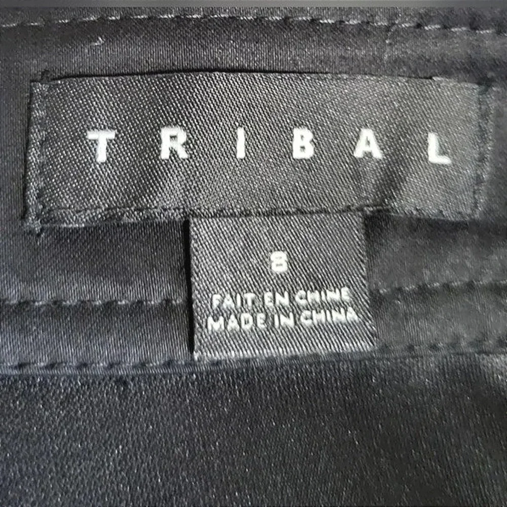 Tribal Women's Preppy Black Button Detail Front Slit Stretch Mini Skirt 8 NEW - Picture 2 of 7